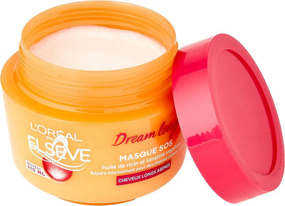 L'Oréal Paris<br><b>Elseve Dream Long</b><br><h5>Masque réparateur Cheveux Abîmés -310 ml </h5>Origine France <img style="vertical-align: middle;" src=" https://shorturl.at/bDMR9">