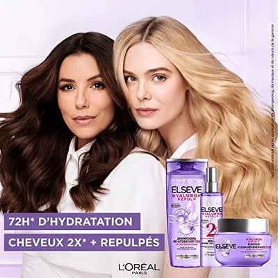 L'Oréal Paris<br><b>Elseve Hyaluron Repulp</b><br><h5>Sérum Hydra-Texturisant<br>Cheveux Déshydratés -150 ml</h5>Origine France <img style="vertical-align: middle;" src=" https://shorturl.at/bDMR9">