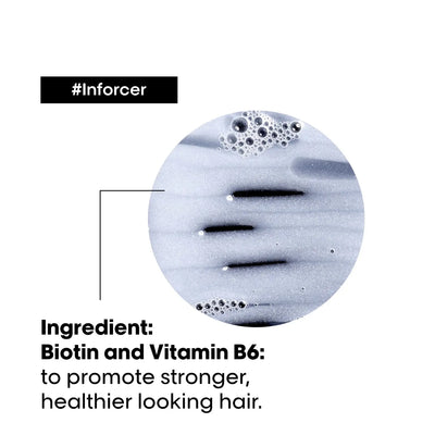 L'Oréal Professionnel <br><b>Série Expert Inforcer</b><br><h5>Shampoing Anti-Casse Cheveux Colorés - 300 ml</h5>Origine France <img style="vertical-align: middle;" src=" https://shorturl.at/bDMR9">