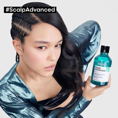 L'Oréal Professionnel<br><b>série expert Scalp Advanced AHA 3%</b><br><h5>Shampoing Dermo-Purifiant Cheveux Gras - 300 ml</h5>Origine France </h6> <img style="vertical-align: middle;" src=" https://shorturl.at/bDMR9">