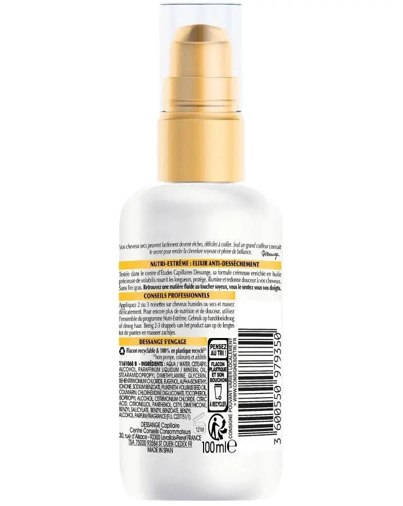 DESSANGE<br> <b>Nutri-Extrême </b><br><h5>Elixir Anti-Dessèchement<br>Cheveux Secs - 100ml</h5>Origine France </h6> <img style="vertical-align: middle;" src=" https://bit.ly/3XSoZct">  Seven-dz 