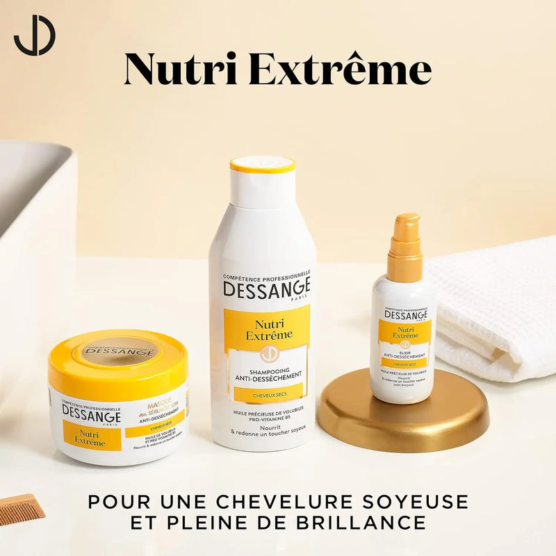 DESSANGE<br> <b>Nutri-Extrême </b><br><h5>Elixir Anti-Dessèchement<br>Cheveux Secs - 100ml</h5>Origine France </h6> <img style="vertical-align: middle;" src=" https://bit.ly/3XSoZct">  Seven-dz 