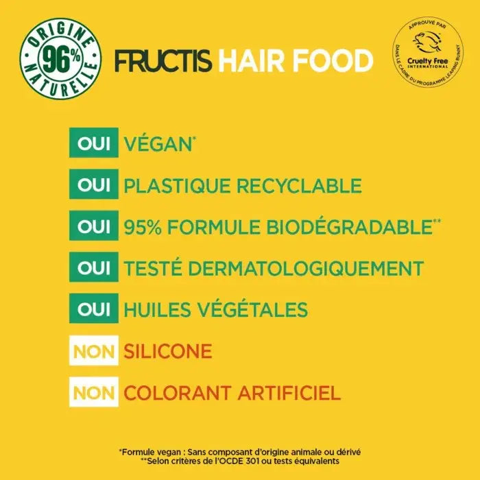 GARNIER Fructis Hair Food Banane Shampoing nourrisssant cheveux secs -350ml Seven-Dz