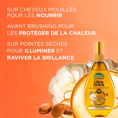 GARNIER Ultra doux huiles Merveilleuses Huiles d'agran et camélia cheveux secs -150ml  Seven-dz 