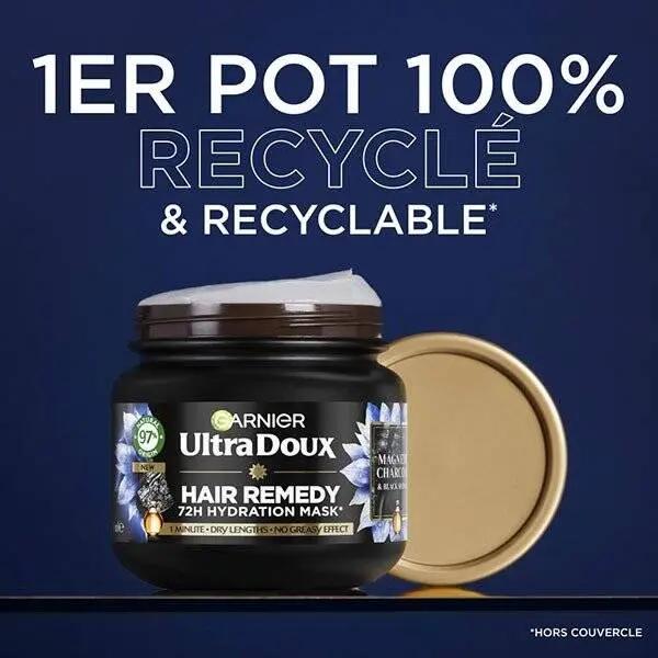 GARNIER ULTRA DOUX Masque Remède Hydratant 72H Cheveux Normaux à Gras -340ml seven-dz