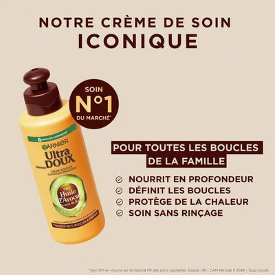 GARNIER ULTRA DOUX Crème Boucles nutrition profonde cheveux secs, bouclés à Crépus-200ml seven-dz
