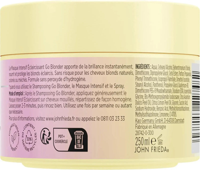 JOHN FRIEDA Go Blonder Masque Intensif Éclaircissant 250ml Seven