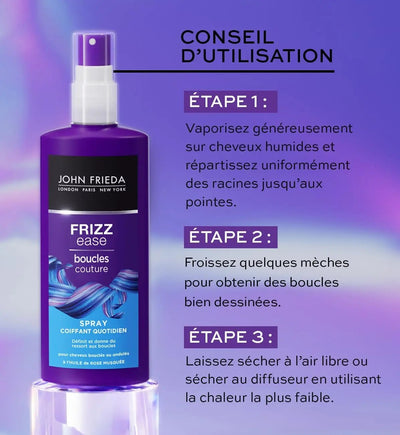 JOHN FRIEDA Frizz Ease Boucles Coutoure Spray Coiffant Boucles Couture Cheveux ondulés à bouclés-200ml seven-dz