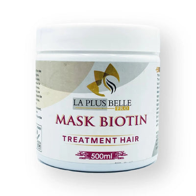 LA PLUS BELLE<br> <b> MASK BIOTIN treatment hair</b><br><h5>Masque cheveux-500ml</h5>Origine Turquie </h6> <img style="vertical-align: middle;" src=" https://shorturl.at/cyMX1">