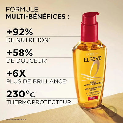 L'Oréal Paris Elseve Huile Extraordinaire Sérum Sublimateur d'éclat cheveux colorés-100 ml seven-dz