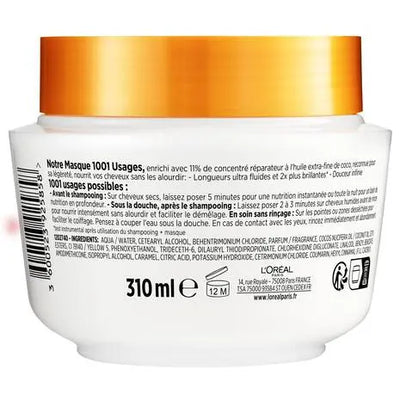 L'Oréal Paris Elseve Huile Extraordinaire Coco Masque Nourrissant Cheveux fin-secs 310ml-Seven-Dz