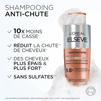 L'Oréal Paris Elseve Fiber Booster Shampoing Anti-Chute Cheveux Clairsemés - Sans Sulfates - 200ml Seven-Dz
