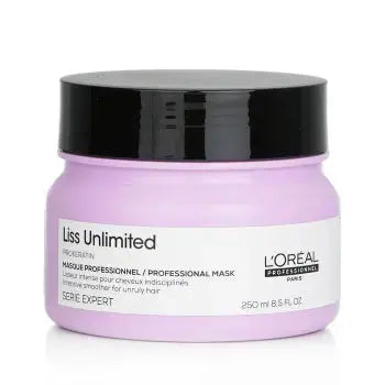 L'Oréal Professionnel <br><b>Série Expert liss unlimited</b><br><h5>Masque professionnel Cheveux Longs - 250 ml</h5>Origine France <img style="vertical-align: middle;" src=" https://shorturl.at/bDMR9">