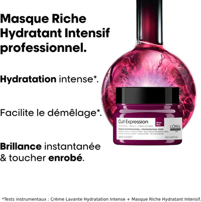 L'Oréal Professionnel <br><b>Série Expert Curl Expression</b><br><h5>Masque Hydratant Intensif<br>cheveux bouclés à crépus 250ml</h5>Origine France <img style="vertical-align: middle;" src=" https://bit.ly/3XSoZct">  Seven-dz 