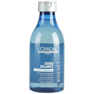 L'Oréal Professionnel <br><b> Sensi Balance</b><br><h5>Shampoo Soothing Dermo-Protector - 250 ml</h5>Origine France </h6> <img style="vertical-align: middle;" src=" https://shorturl.at/bDMR9">