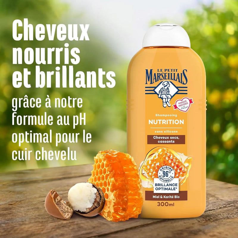 Le Petit Marseillais Shampooing - Nutrition au miel et au Karité Bio cheveux secs et cassants - 300ml seven-dz