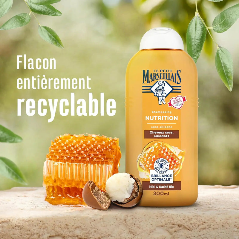 Le Petit Marseillais Shampooing - Nutrition au miel et au Karité Bio cheveux secs et cassants - 300ml seven-dz