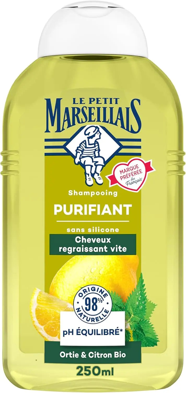 Le Petit Marseillais</b><br><h5>Shampooing Purifiant <br>Ortie & Citron Bio<br>Cheveux normaux - 250ml</h5>Origine France<img style="vertical-align: middle;" src=" https://bit.ly/3XSoZct">  Seven-dz 