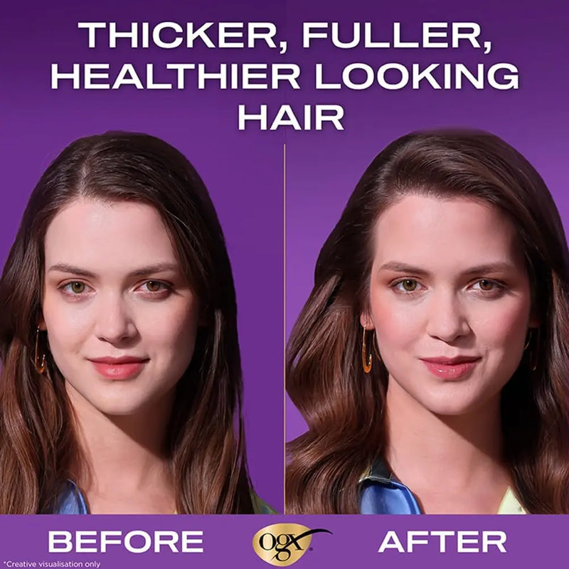 OGX<br><b> Shampoing Épaississant et Revitalisant+ </b><br><h5> Biotine et Collagène<br> cheveux fourchus-385ml</h5>Origine USA <img style="vertical-align: middle;" src=" https://bit.ly/43CK0ex">  Seven-dz 