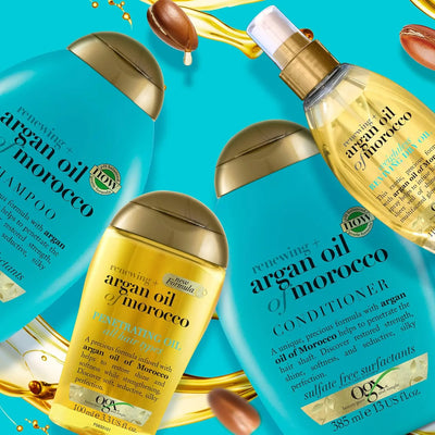 OGX<br><b> Shampoing Régénérant</b><br><h5>Huile d'Argan Marocaine<br> cheveux Secs et Abîmés-385ml</h5>Origine USA <img style="vertical-align: middle;" src=" https://bit.ly/43CK0ex">  Seven-dz 