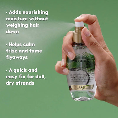 OGX<br><b>Coconut Oil</b><br><h5>Huile nourrissante<br>et Hydratante légère<br>Tout type de cheveux-118ml</h5>Origine USA <img style="vertical-align: middle;" src=" https://bit.ly/43CK0ex">  Seven-dz 