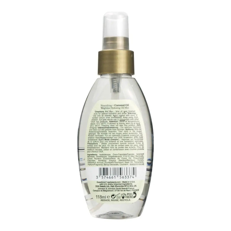 OGX<br><b>Coconut Oil</b><br><h5>Huile nourrissante<br>et Hydratante légère<br>Tout type de cheveux-118ml</h5>Origine USA <img style="vertical-align: middle;" src=" https://bit.ly/43CK0ex">  Seven-dz 