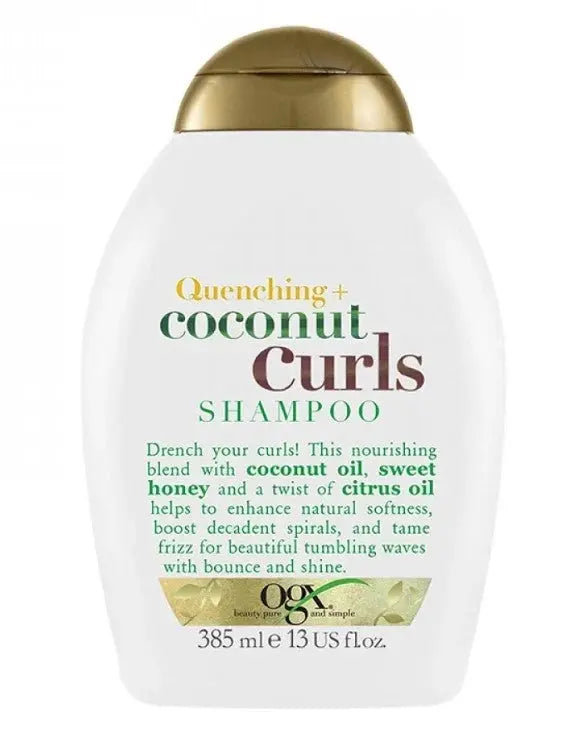 OGX<br><b>Quenching + Coconut</b><br><h5>Shampooing Hydratant et Nourrissant<br>cheveux Bouclés -385ml</h5>Origine USA <img style="vertical-align: middle;" src=" https://bit.ly/43CK0ex">  Seven-dz 