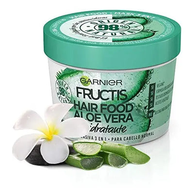 GARNIER<br> <b> FRUCTIS HAIR FOOD ALOE VERA</b><br><h5>masque hydratant-390ml</h5>Origine France <img style="vertical-align: middle;" src=" https://shorturl.at/bDMR9">