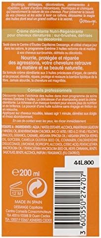 DESSANGE Nutri-Extrême richesse 3 Huiles Crème Démêlante Nutri-Régénérante Cheveux dénaturés-200ml seven-dz