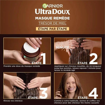 GARNIER  ULTRA DOUX Masque Remède Reconstituant Cheveux Fragiles - Cassants-340ml Seven-dz