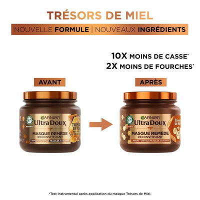 GARNIER  ULTRA DOUX Masque Remède Reconstituant Cheveux Fragiles - Cassants-340ml Seven-dz