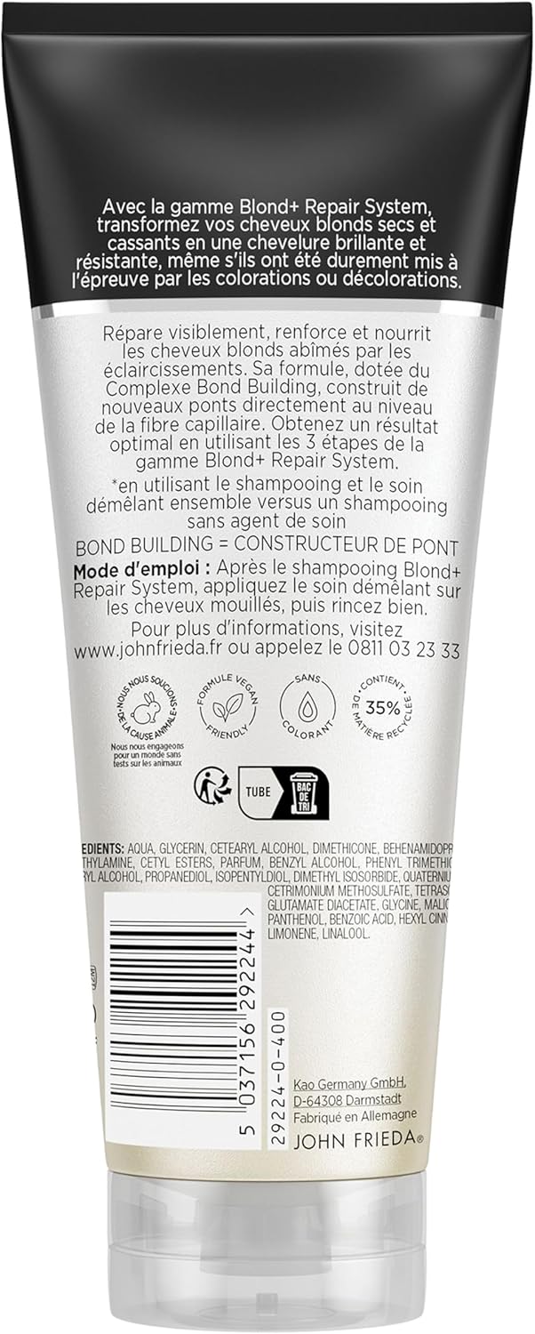 JOHN FRIEDA Blond+ Repair System Soin Démêlant Bond Building - Cheveux Blonds -250ml seven-dz