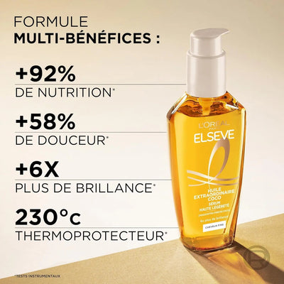 L'Oréal Paris Elseve Huile Extraordinaire Coco Sérum Haute Légèreté cheveux Fins et Secs-100 ml seven-dz
