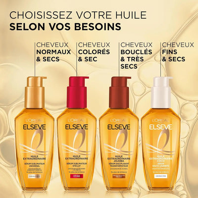 L'Oréal Paris Elseve Huile Extraordinaire Coco Sérum Haute Légèreté cheveux Fins et Secs-100 ml seven-dz