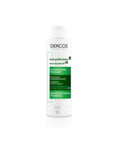 VICHY<br><b> DERCOS ANTI-PELLICULAIRE</b><br><h5>Shampoing - <br>cheveux normaux à gras-200 ml</h5>Origine France<img style="vertical-align: middle;" src="https://bit.ly/3VT5bp1">