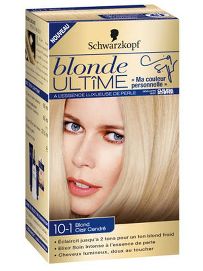 SCHWARZKOPF<br> <b> BLONDE ULTIME 10-1 blond clair cendré</b><br><h5>Coloration cheveux-60ml</h5>Origine France </h6> <img style="vertical-align: middle;" src=" https://shorturl.at/bDMR9">