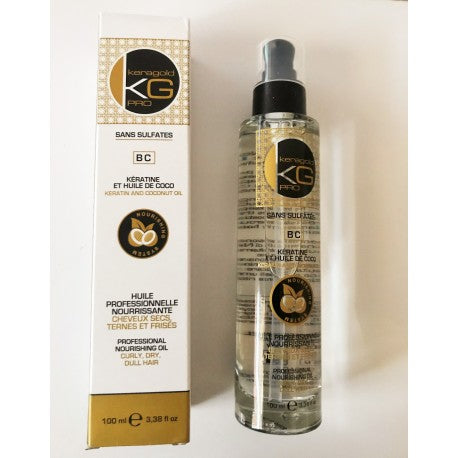 KERAGOLD pro<br> <b> Sérum PROFESSIONNEL sans sulfates kératine et huile de coco BC</b><br><h5>cheveux sec, ternes et frisés-100ml</h5>